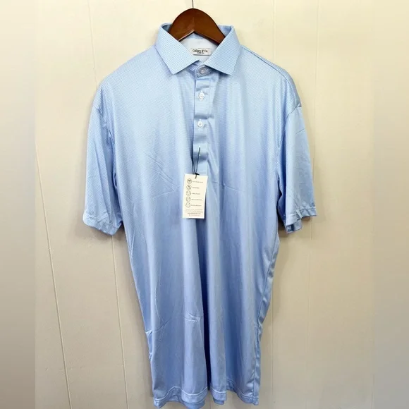 Collars & Co Semi-Spread Collar Polo Blue Houndstooth size XL tall new - Picture 4 of 7